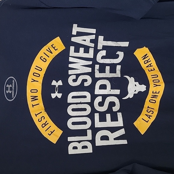 Under Armour Mens Project Rock Blood Sweat Respect Shirt Navy Blue Size 2XL - Picture 4 of 10